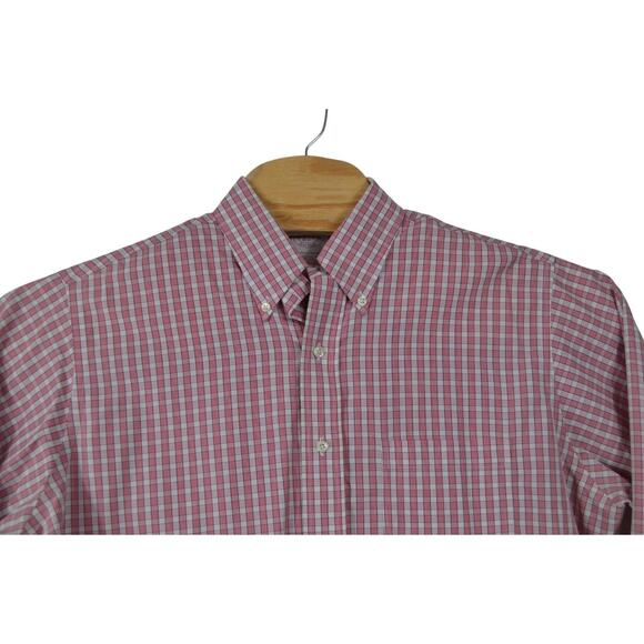 Red & White Gingham Dress Shirt – Button Down Collar XL - Picture 2 of 4